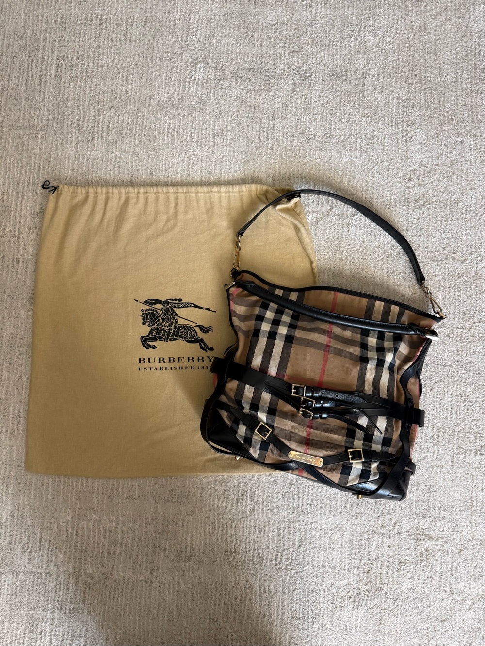 Burberry Bridle House Check Hobo Bag